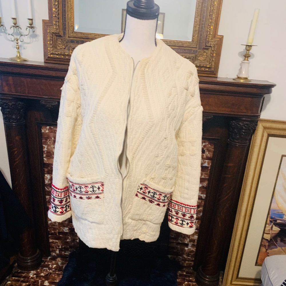 Mango intricate embroidered boho  jacket